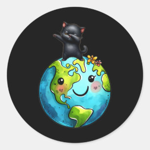 Save Our Home Cat Planet Cats Lover Funny Cats Ear Classic Round Sticker