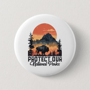 Save Our National Parks Resist Service Bison Buffa 6 Cm Round Badge