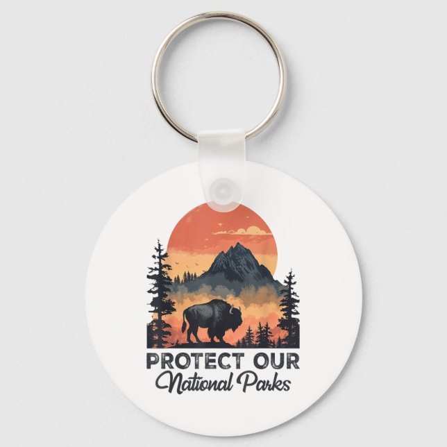 Save Our National Parks Resist Service Bison Buffa Key Ring (Front)