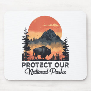 Save Our National Parks Resist Service Bison Buffa Mouse Pad