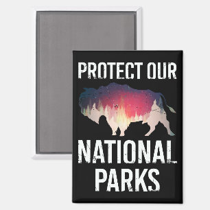 Save Our National Parks Retro Bison Explore Resist Magnet