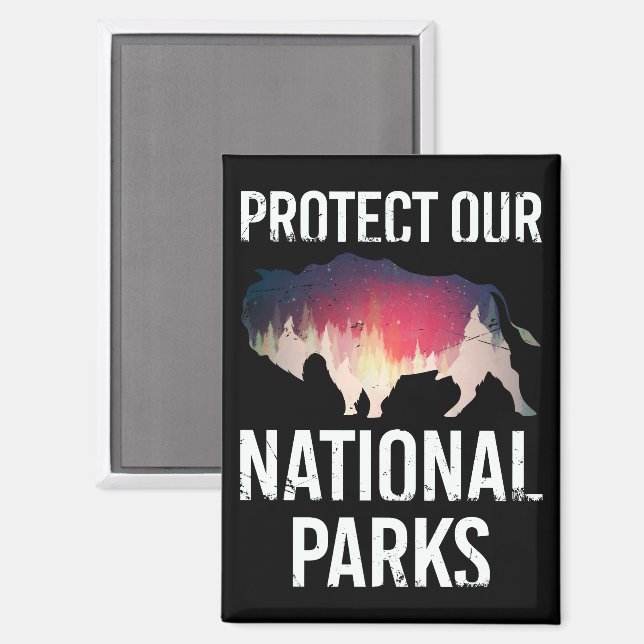 Save Our National Parks Retro Bison Explore Resist Magnet (Front/Back)