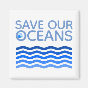 Save Our Oceans Blue Stylised Earth Waves Magnet