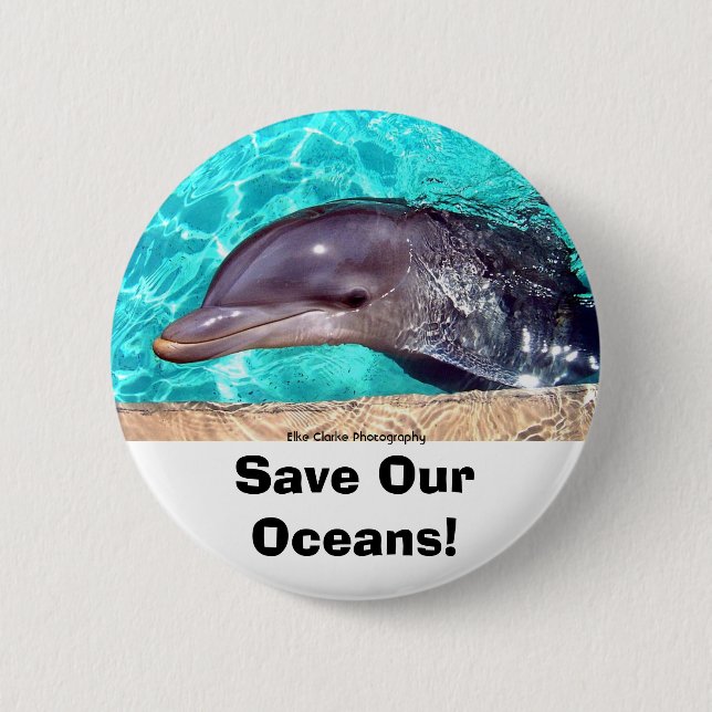 Save Our Oceans! Dolphin Photo Button (Front)