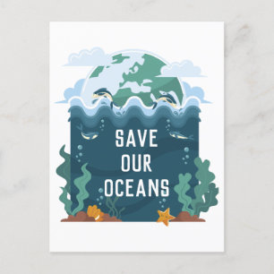 Save our oceans Earth Day Customisable Postcard