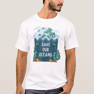 Save our oceans Earth Day Customisable  T-Shirt