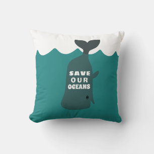 Save Our Oceans Environmental Art Whale Cushion