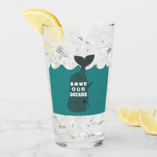 Save Our Oceans Environmental Art Whale Glass