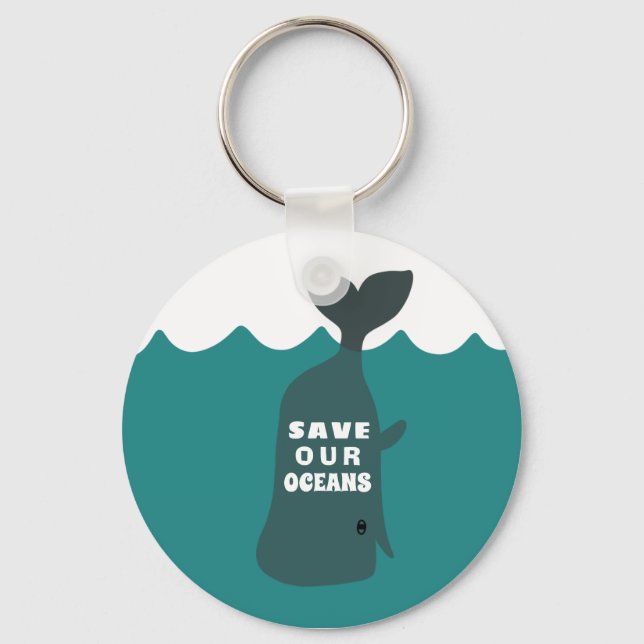 Save Our Oceans Environmental Art Whale  Key Ring (Front)