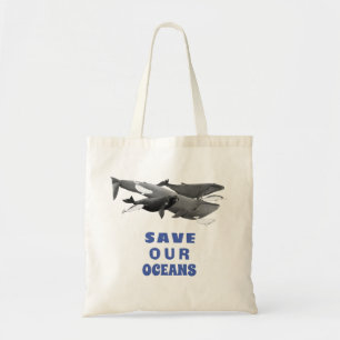 Save Our Oceans Environmental Art Whale  Tote Bag