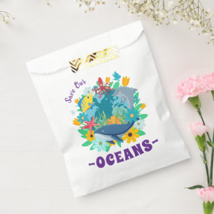 Save our oceans Flower Whale Colourful Design Eart Favour Bag