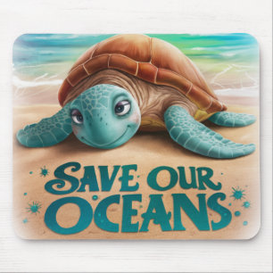 Save our Oceans Friendly Sea Turtle Mouse Pad