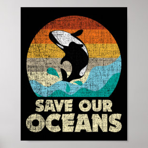 Save Our Oceans Orca Whale - Earth Day And Climate Poster