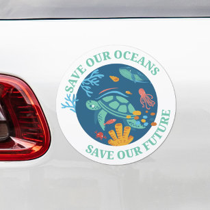 Save our oceans & our future sea turtle Earth Day  Car Magnet