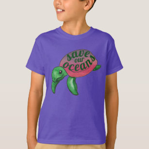 Save Our Oceans Purple Sea Turtle T-Shirt
