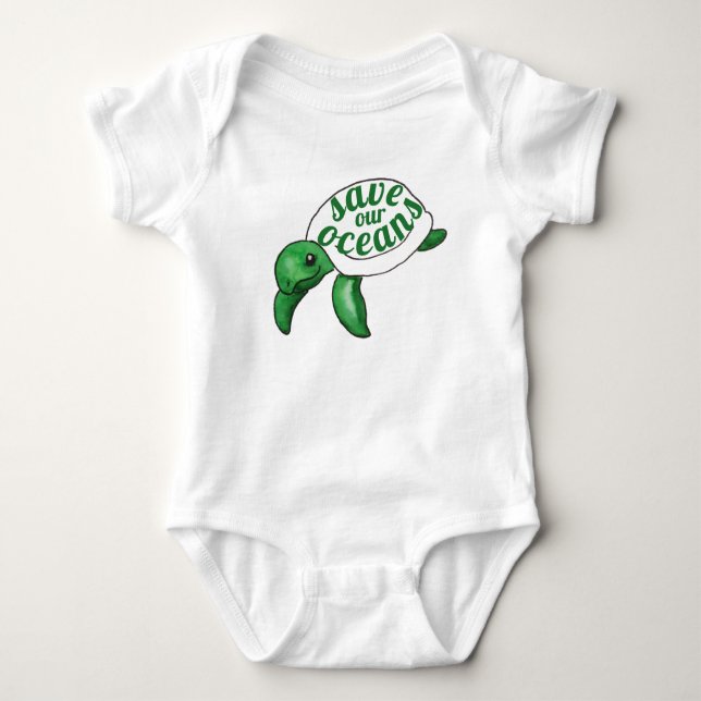 Save Our Oceans Sea Turtle Baby Bodysuit (Front)