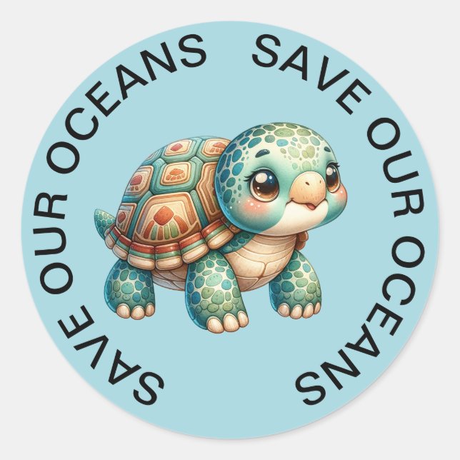 Save our Oceans Turtle Stickers (Front)