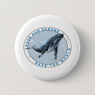 Save Our Oceans - Whale Design 6 Cm Round Badge