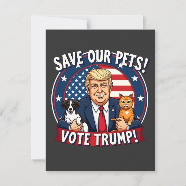 Save our Pets Vote Trump Pets For Trump Thank You Card (Front)