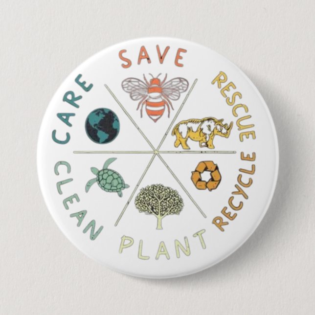 🌎💚 Save Our Planet 🌿 7.5 Cm Round Badge (Front)