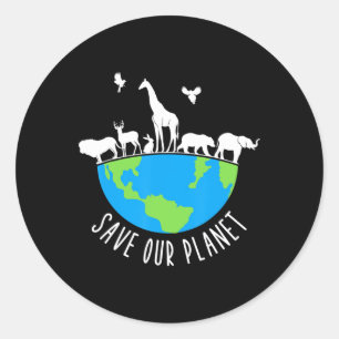 Save Our Planet Animals Conservation Earth Day  Classic Round Sticker