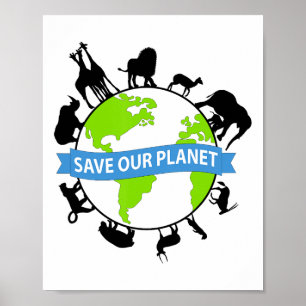 Save Our Planet Cute Earth Day Men Women Kids  Poster