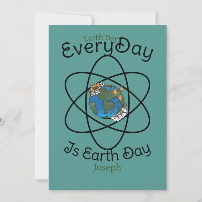save our planet, every day is earth day, custom holiday card (Front)