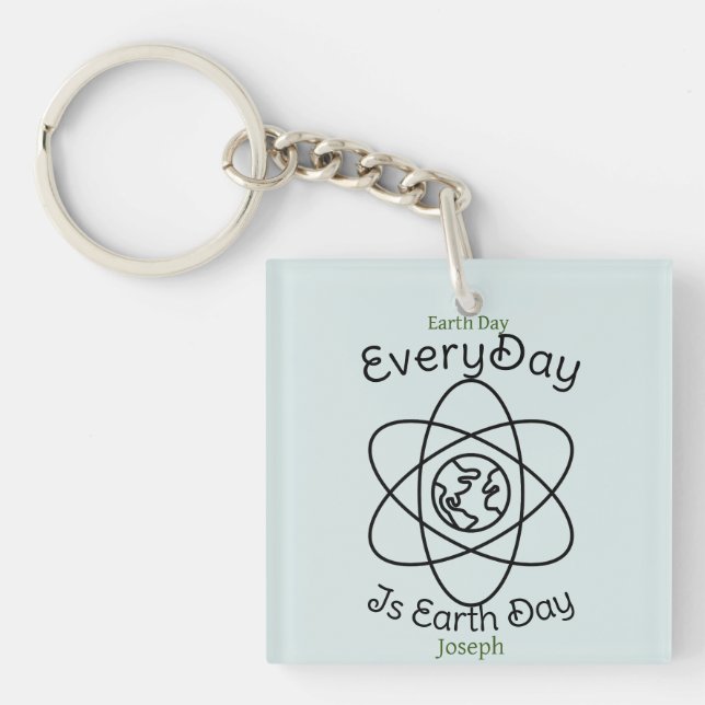 save our planet, every day is earth day, custom key ring (Front)