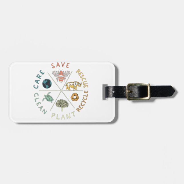 🌎💚 Save Our Planet 🌿 Luggage Tag (Front Horizontal)