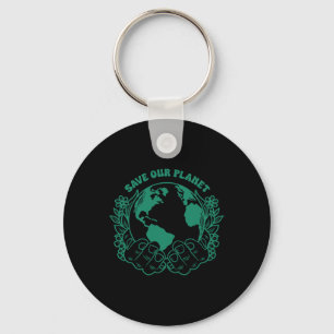 Save Our Planet Retro Groovy Earth Day Anniversary Key Ring