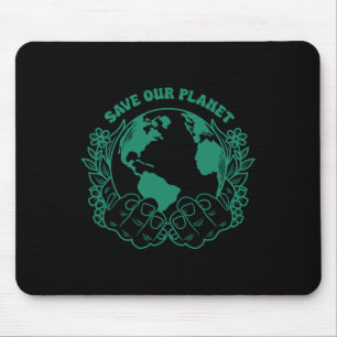 Save Our Planet Retro Groovy Earth Day Anniversary Mouse Pad