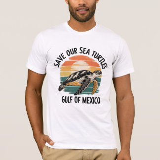 Save Our Sea Turtles Retro Sunset Gulf of Mexico T-Shirt