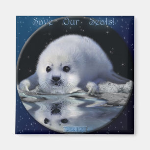 "SAVE OUR SEALS!" Art Magnet