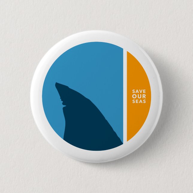 save our seas circles 6 cm round badge (Front)
