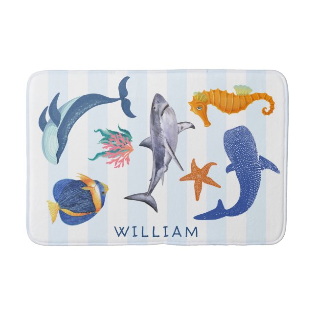 Save Our Seas | Endangered Marine Animals Kids Bath Mat (Front)