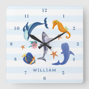 Save Our Seas   Endangered Marine Animals Nursery Square Wall Clock