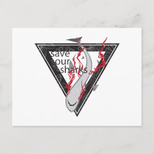 save our sharks SOS floral triangle Postcard