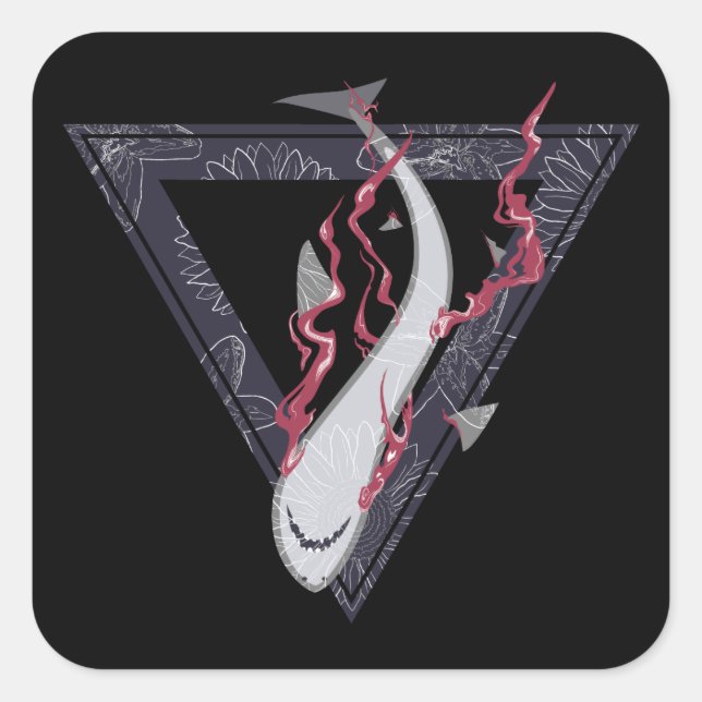 save our sharks SOS floral triangle Square Sticker (Front)