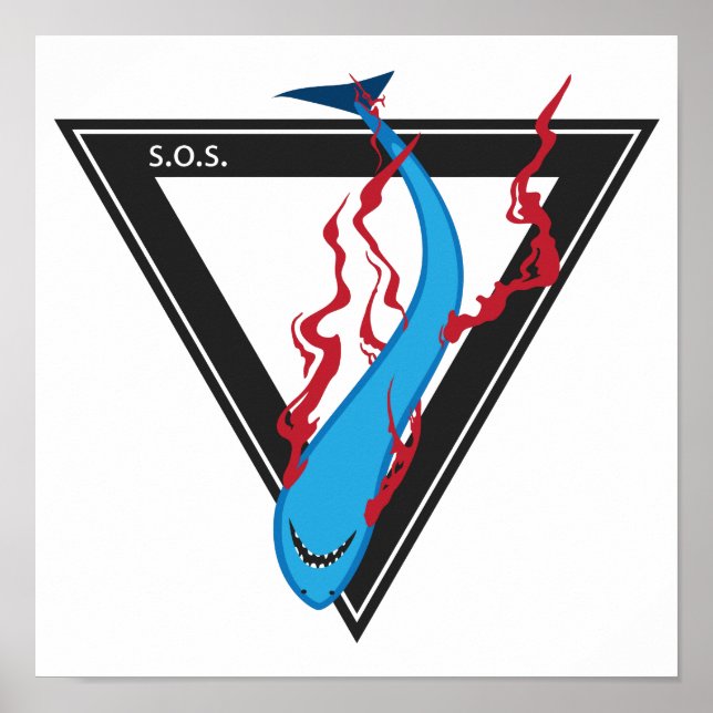 save our sharks SOS triangle Poster (Front)