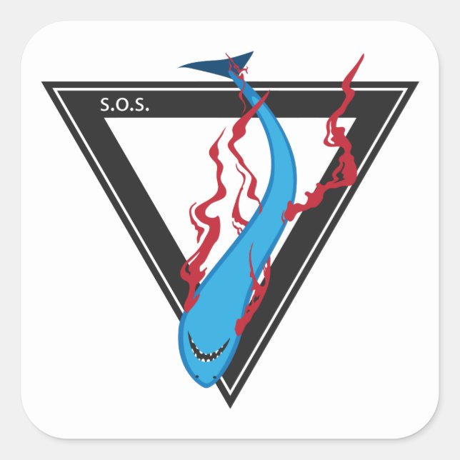 save our sharks SOS triangle Square Sticker (Front)