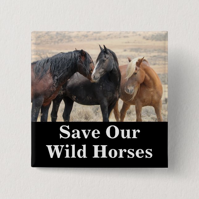 Save Our Wild Horses 15 Cm Square Badge (Front)