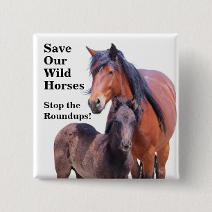Save Our Wild Horses Button