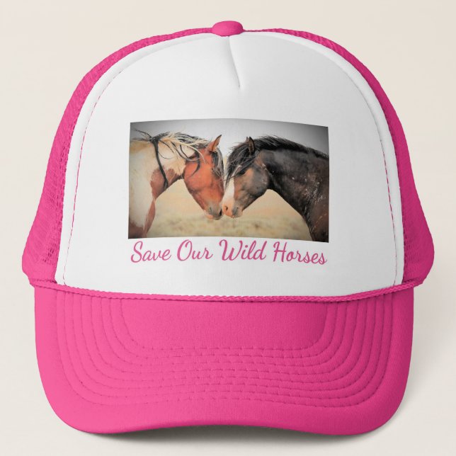 Save Our Wild Horses Hot Pink Trucker Hat (Front)