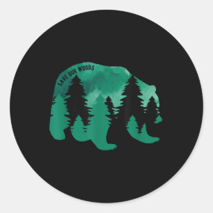 Save Our Woods Environmental Protection Bear Grizz Classic Round Sticker
