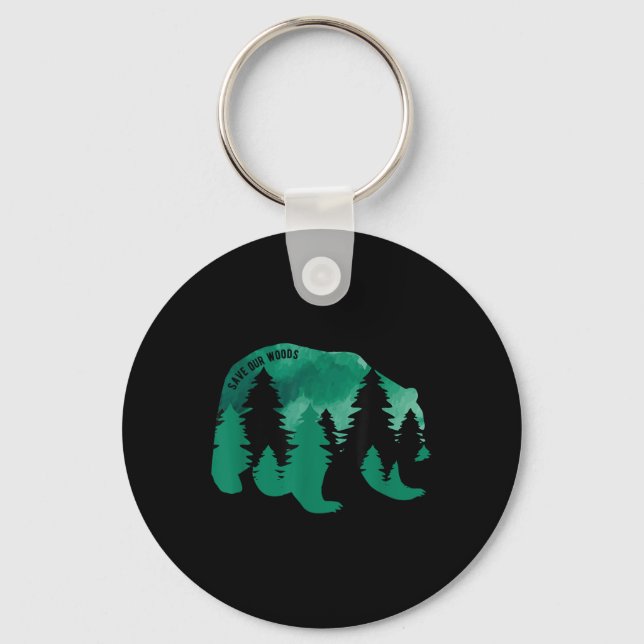 Save Our Woods Environmental Protection Bear Grizz Key Ring (Front)