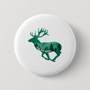 Save Our Woods Environmental Protection Deer Natur 6 Cm Round Badge