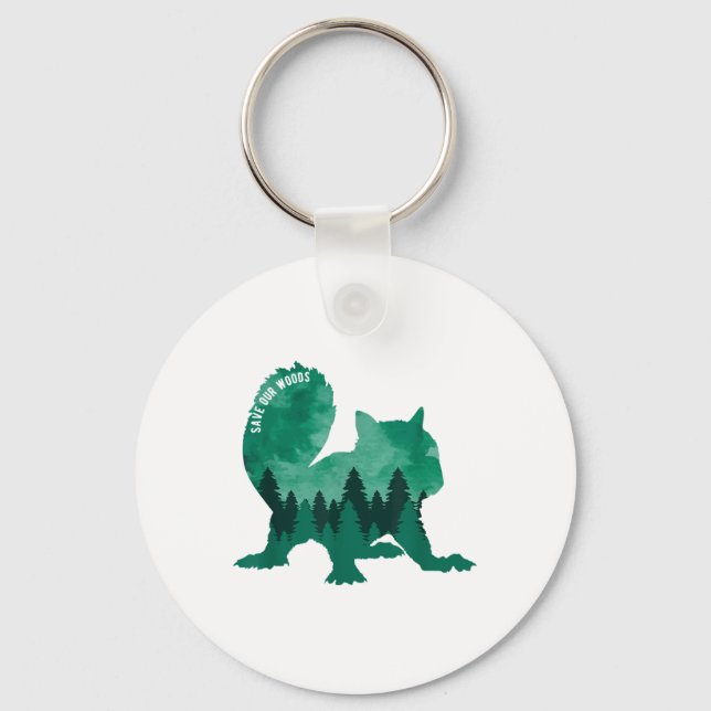 Save Our Woods Environmental Protection Squirrel _ Key Ring (Front)