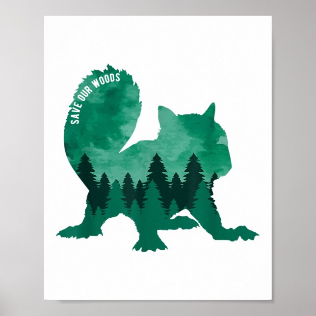Save Our Woods Environmental Protection Squirrel _ Poster (Front)