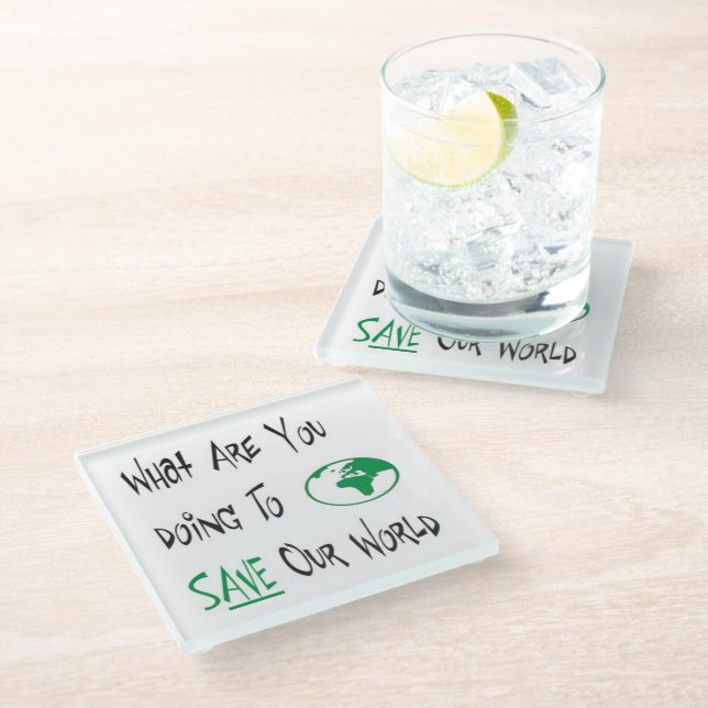 Save our World Glass Coaster (Angled)