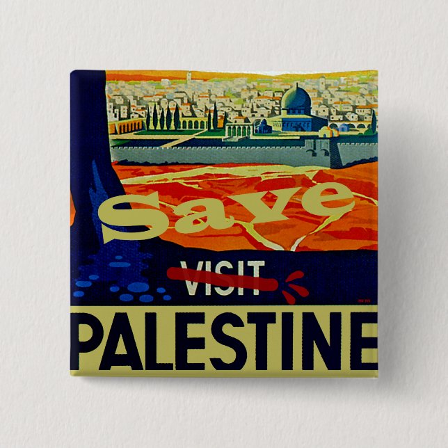 Save Palestine 15 Cm Square Badge (Front)